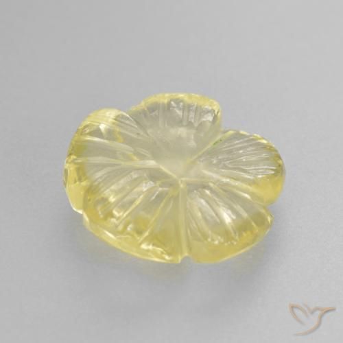 Cuarzo Amarillo pálido natural de 3.12 ct, Corte Flor, Transparente
