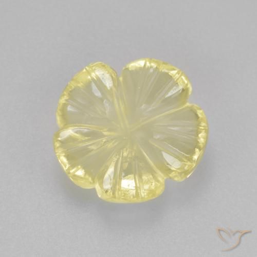 Cuarzo Amarillo claro natural de 2.47 ct, Corte Flor, Transparente