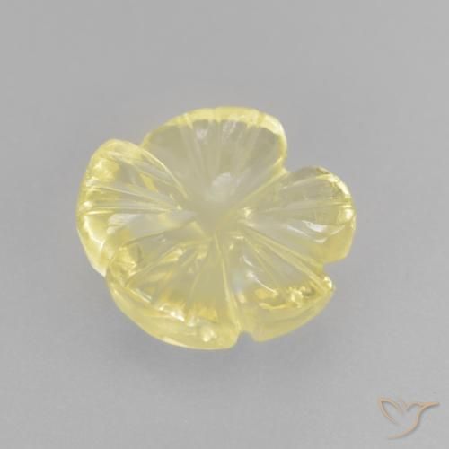 Cuarzo Amarillo claro natural de 2.47 ct, Corte Flor, Transparente