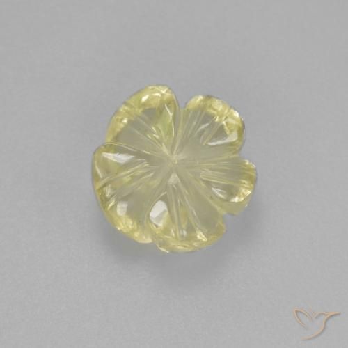 1.96ct Natural Amarillo verdoso claro Cuarzo, Corte Flor, Transparente