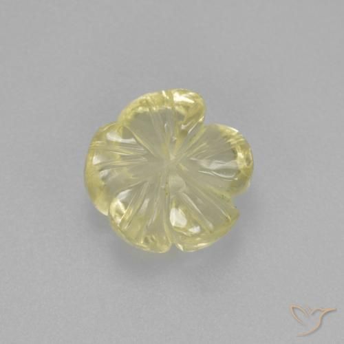 Cuarzo Amarillo verdoso claro natural de 1.96 ct, Corte Flor, Transparente