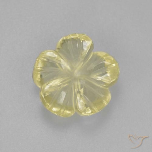 Cuarzo Amarillo verdoso claro natural de 2.21 ct, Corte Flor, Transparente