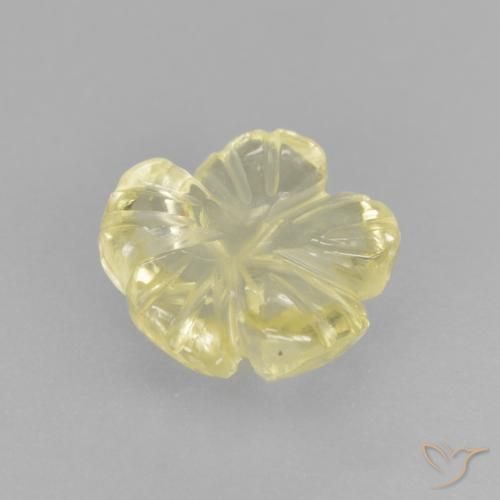 Cuarzo Amarillo verdoso claro natural de 2.21 ct, Corte Flor, Transparente