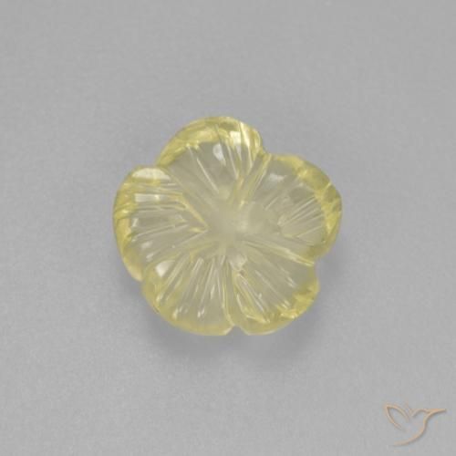 1.56ct Natural Amarillo verdoso claro Cuarzo, Corte Flor, Transparente