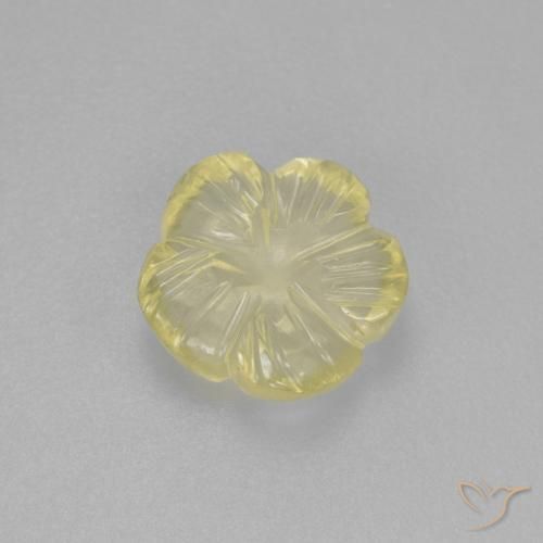 Cuarzo Amarillo verdoso claro natural de 1.56 ct, Corte Flor, Transparente