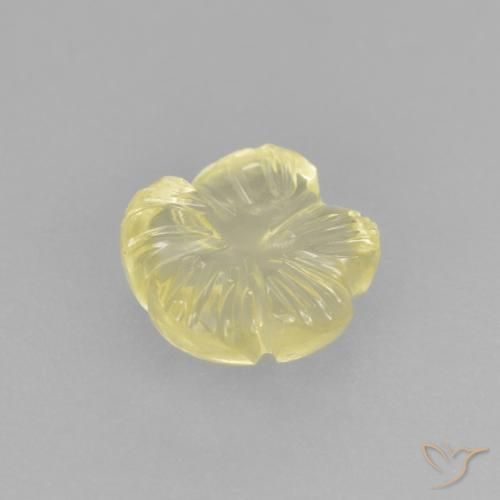 Cuarzo Amarillo verdoso claro natural de 1.56 ct, Corte Flor, Transparente