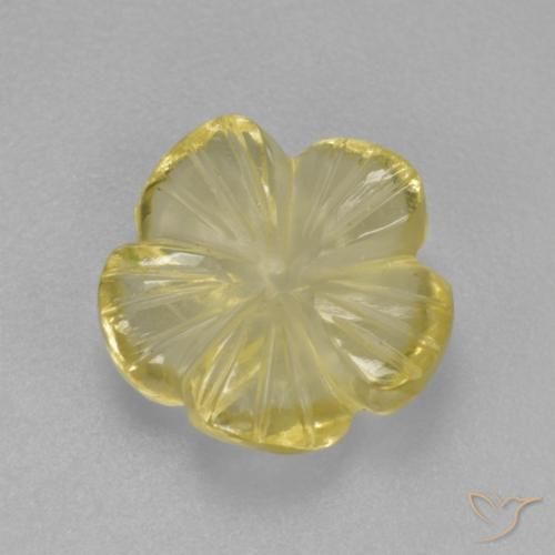 Cuarzo Amarillo verdoso claro natural de 2.21 ct, Corte Flor, Transparente