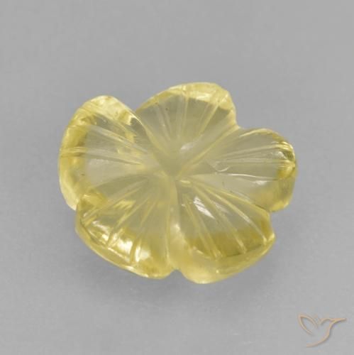 Cuarzo Amarillo verdoso claro natural de 2.21 ct, Corte Flor, Transparente