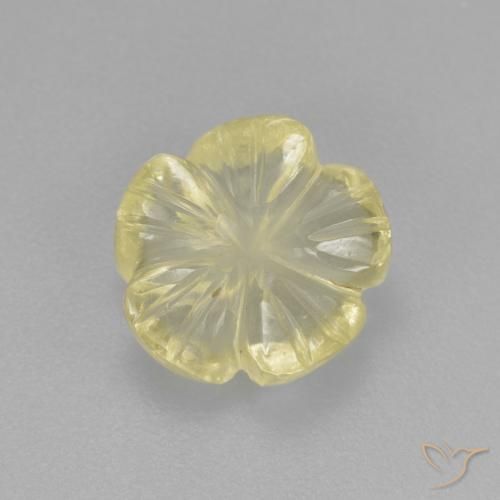 2.37ct Natural Amarillo verdoso claro Cuarzo, Corte Flor, Transparente