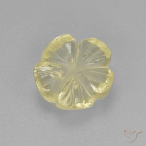 Cuarzo Amarillo verdoso claro natural de 2.37 ct, Corte Flor, Transparente