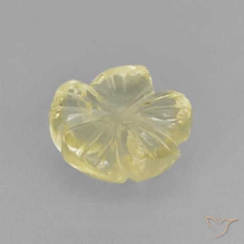 Cuarzo Amarillo verdoso claro natural de 2.37 ct, Corte Flor, Transparente