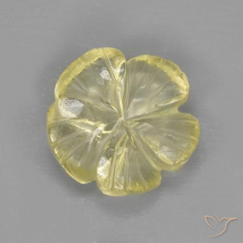 Cuarzo Amarillo pálido natural de 2.59 ct, Corte Flor, Transparente
