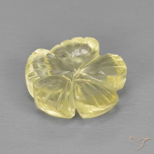 Cuarzo Amarillo pálido natural de 2.59 ct, Corte Flor, Transparente