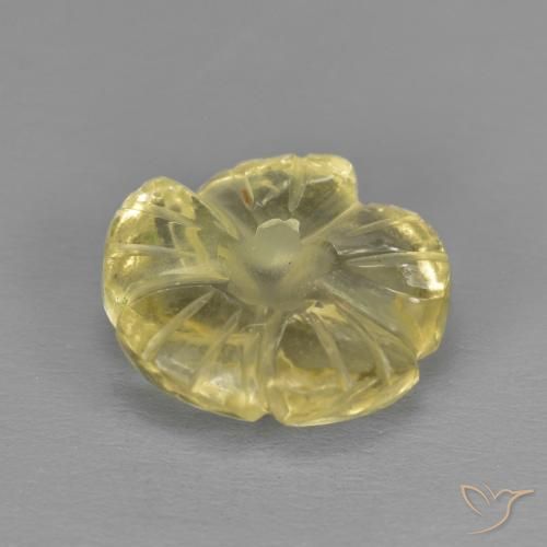 Cuarzo Amarillo pálido natural de 2.39 ct, Corte Flor, Transparente