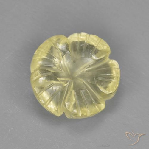 Cuarzo Amarillo claro medio natural de 2.79 ct, Corte Flor, Transparente