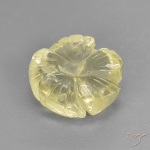 Cuarzo Amarillo claro medio natural de 2.79 ct, Corte Flor, Transparente