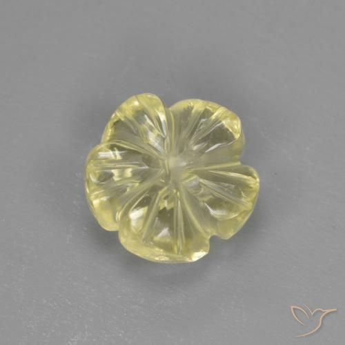 Cuarzo Amarillo claro medio natural de 1.72 ct, Corte Flor, Transparente