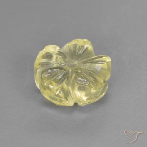 Cuarzo Amarillo claro medio natural de 1.72 ct, Corte Flor, Transparente