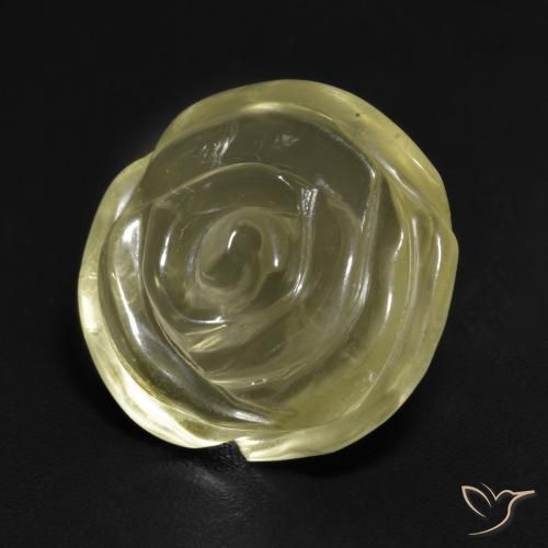Cuarzo Amarillo claro medio natural de 10.57 ct, Corte Flor, Transparente