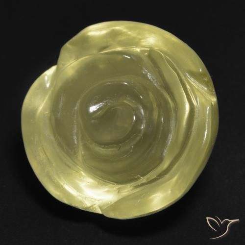 Cuarzo Amarillo medio natural de 17.51 ct, Corte Flor, Transparente