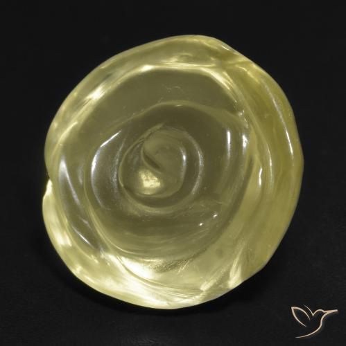 Cuarzo Amarillo medio natural de 13.76 ct, Corte Flor, Transparente