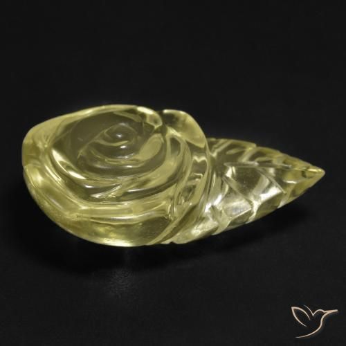 Cuarzo Amarillo pálido natural de 15.16 ct, Corte Flor, Transparente