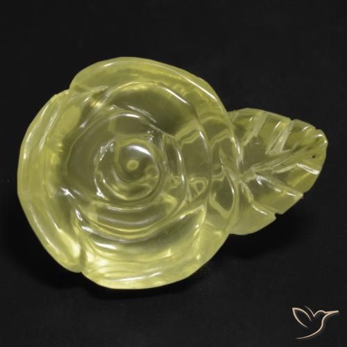 22.84ct Natural Amarillo pálido Cuarzo, Corte Flor, Transparente