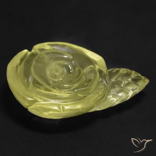 Cuarzo Amarillo medio natural de 26.39 ct, Corte Flor, Transparente