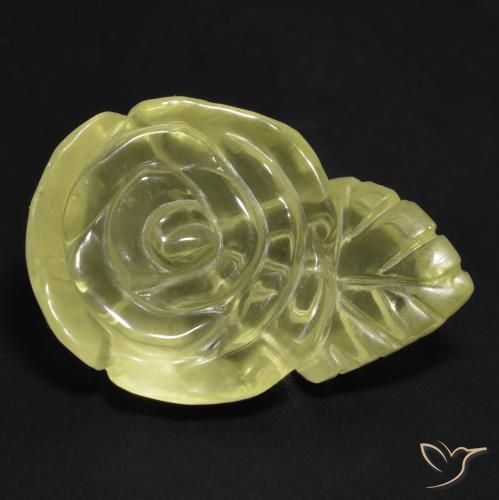 Cuarzo Amarillo pálido natural de 19.33 ct, Corte Flor, Transparente