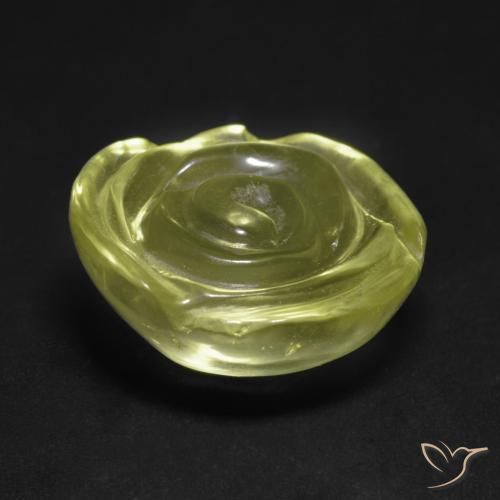 Cuarzo Amarillo claro natural de 12.59 ct, Corte Flor, Transparente