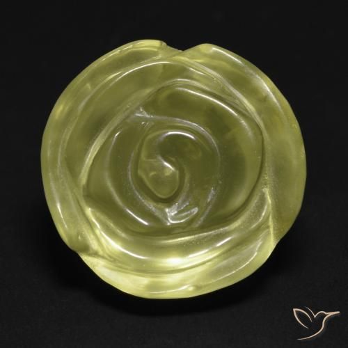 19.51ct Natural Amarillo verdoso claro Cuarzo, Corte Flor, Transparente