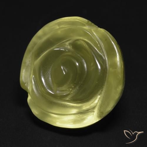 Cuarzo Amarillo verdoso claro natural de 19.51 ct, Corte Flor, Transparente
