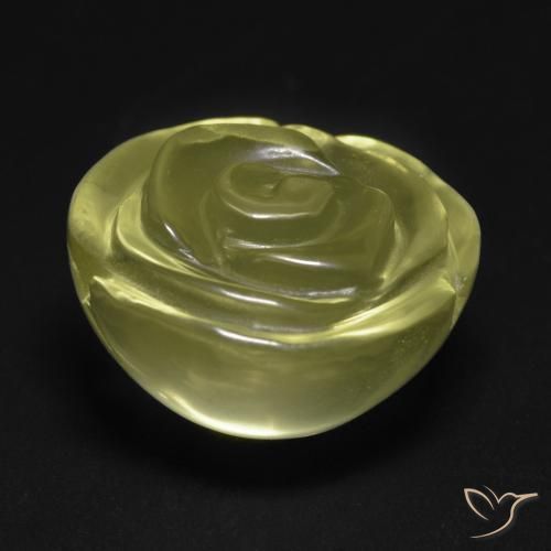 Cuarzo Amarillo verdoso claro natural de 19.51 ct, Corte Flor, Transparente