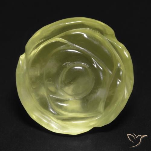 14.87ct Natural Amarillo verdoso claro Cuarzo, Corte Flor, Transparente