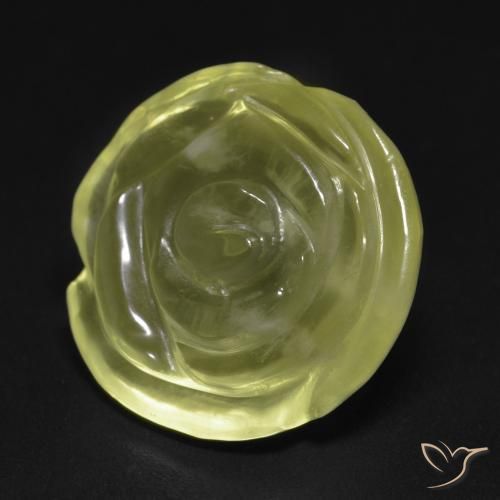 Cuarzo Amarillo verdoso claro natural de 14.87 ct, Corte Flor, Transparente