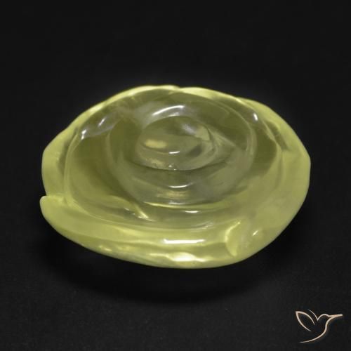 Cuarzo Amarillo verdoso claro natural de 14.87 ct, Corte Flor, Transparente