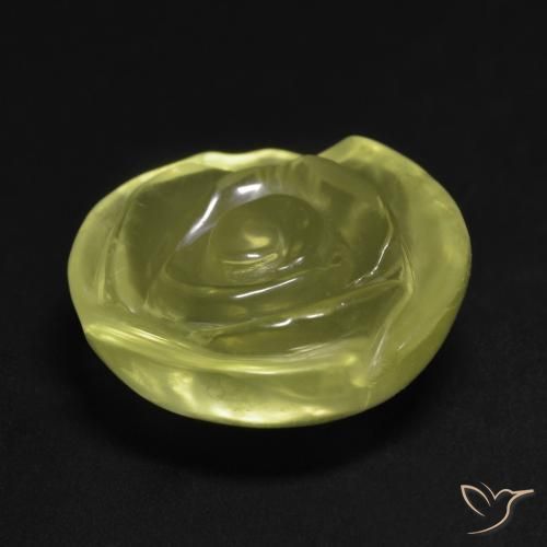Cuarzo Amarillo limón natural de 14.68 ct, Corte Flor, Transparente