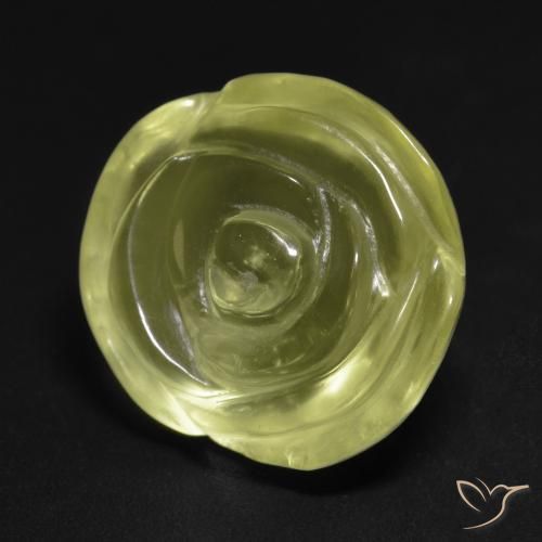 Cuarzo Amarillo limón natural de 15.19 ct, Corte Flor, Transparente