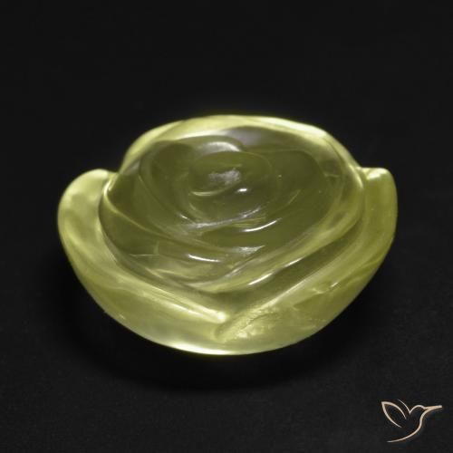 Cuarzo Amarillo limón natural de 15.19 ct, Corte Flor, Transparente