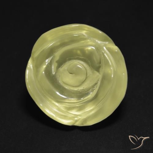 13.05ct Natural Amarillo verdoso claro Cuarzo, Corte Flor, Transparente, Photo A