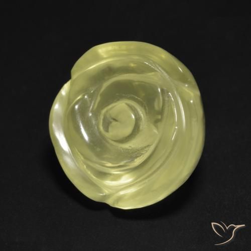 Cuarzo Amarillo verdoso claro natural de 13.05 ct, Corte Flor, Transparente