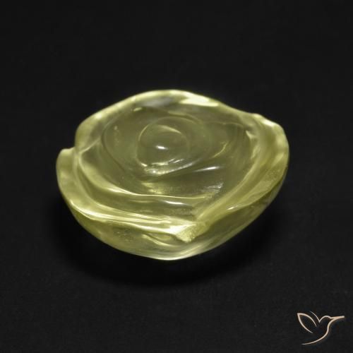 Cuarzo Amarillo verdoso claro natural de 10.50 ct, Corte Flor, Transparente