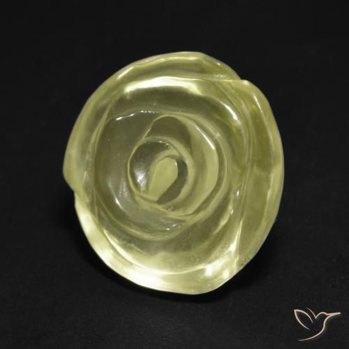 11.54ct Natural Amarillo verdoso claro Cuarzo, Corte Flor, Transparente