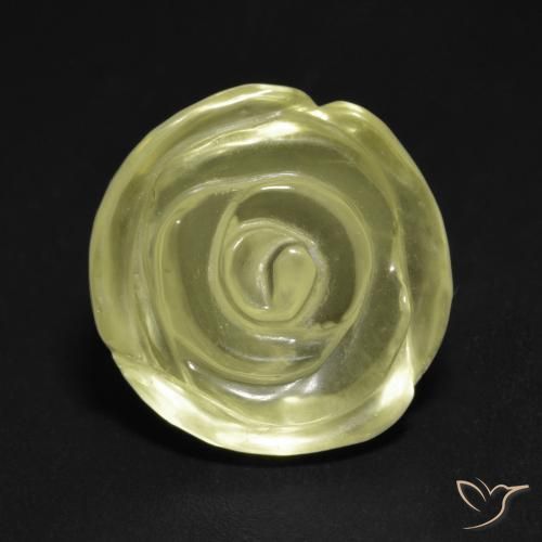 Cuarzo Amarillo verdoso claro natural de 11.54 ct, Corte Flor, Transparente