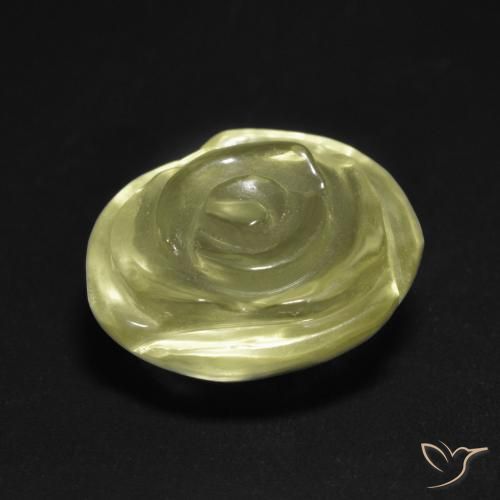Cuarzo Amarillo verdoso claro natural de 11.54 ct, Corte Flor, Transparente