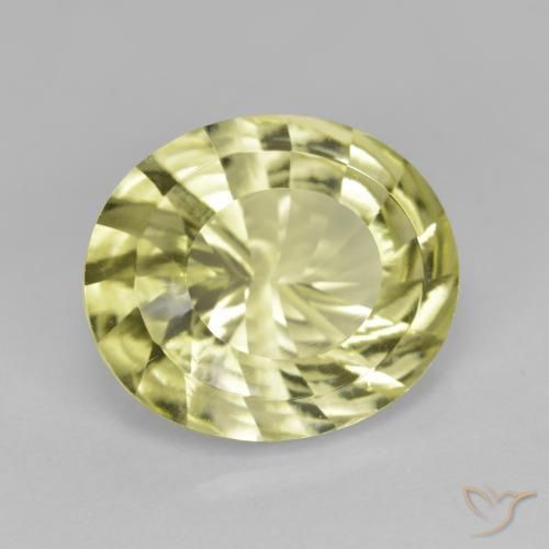 Cuarzo Amarillo verdoso natural de 6.51 ct, Ovalada, VVS