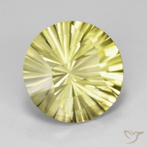 Cuarzo Amarillo verdoso natural de 8.25 ct, Redondo, VVS
