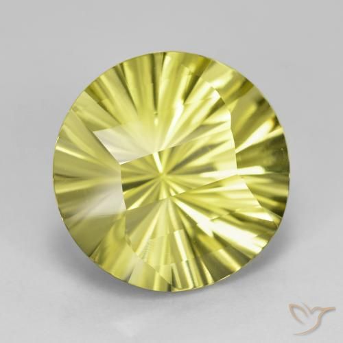 Cuarzo Amarillo medio natural de 8.84 ct, Redondo, VVS