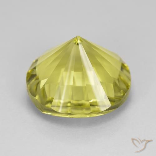 Cuarzo Amarillo medio natural de 8.84 ct, Redondo, VVS
