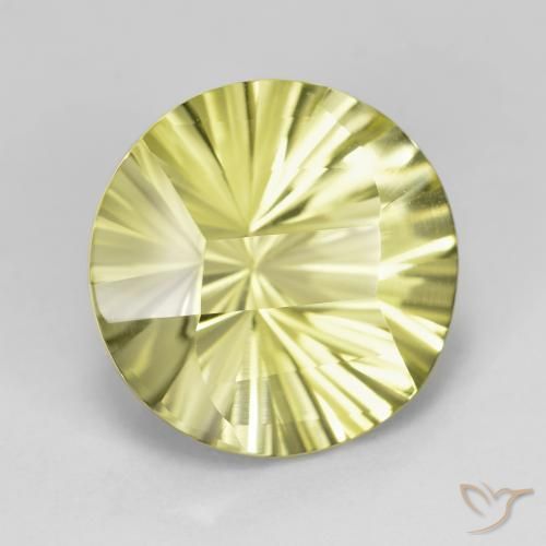 Cuarzo Amarillo verdoso natural de 8.91 ct, Redondo, VVS